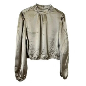 Watermelon Sugar Mock Neck Satin Blouse